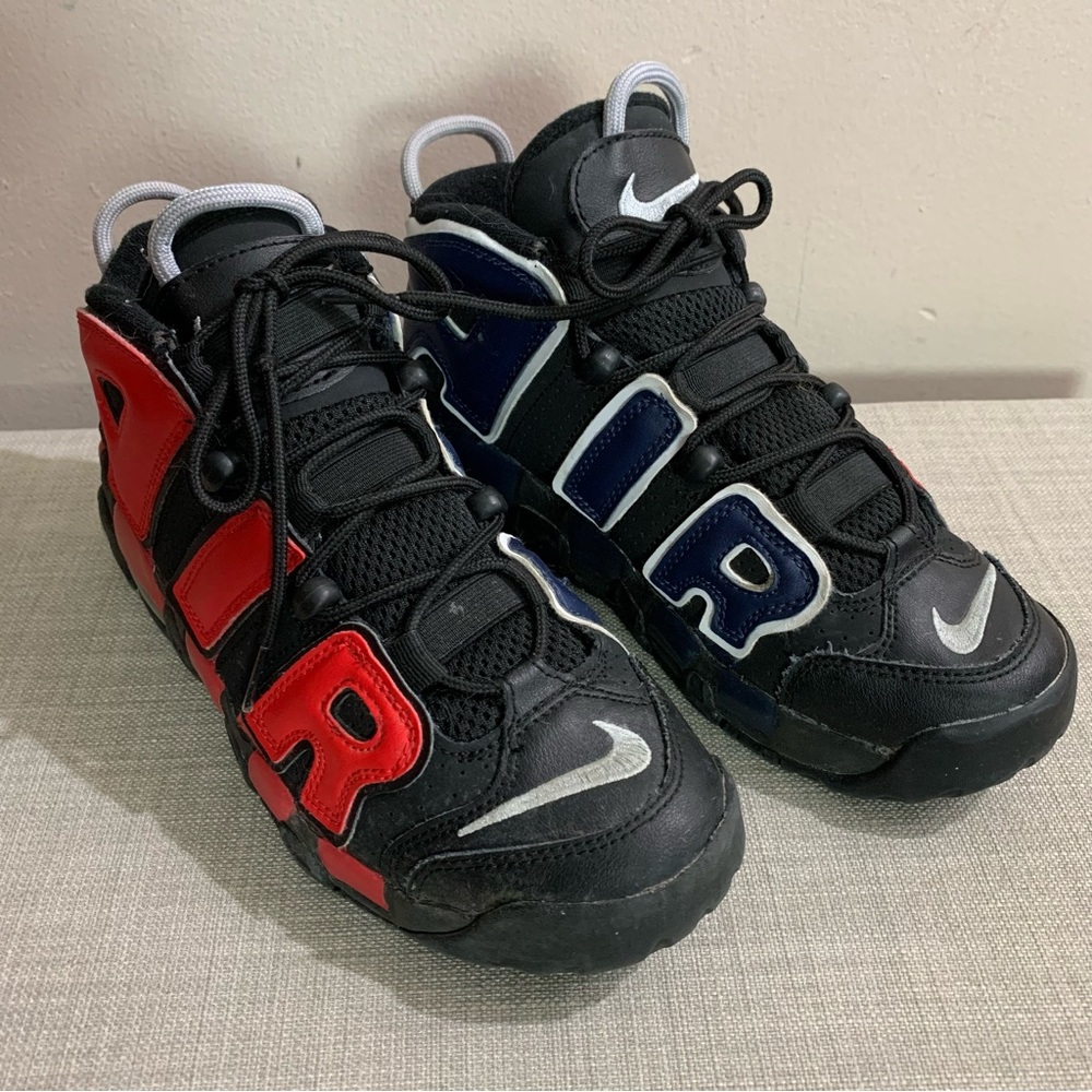 NIKE Air MORE UPTEMPO '96 Alternates Split NAVY RED Shoes SNEAKERS 6 Y